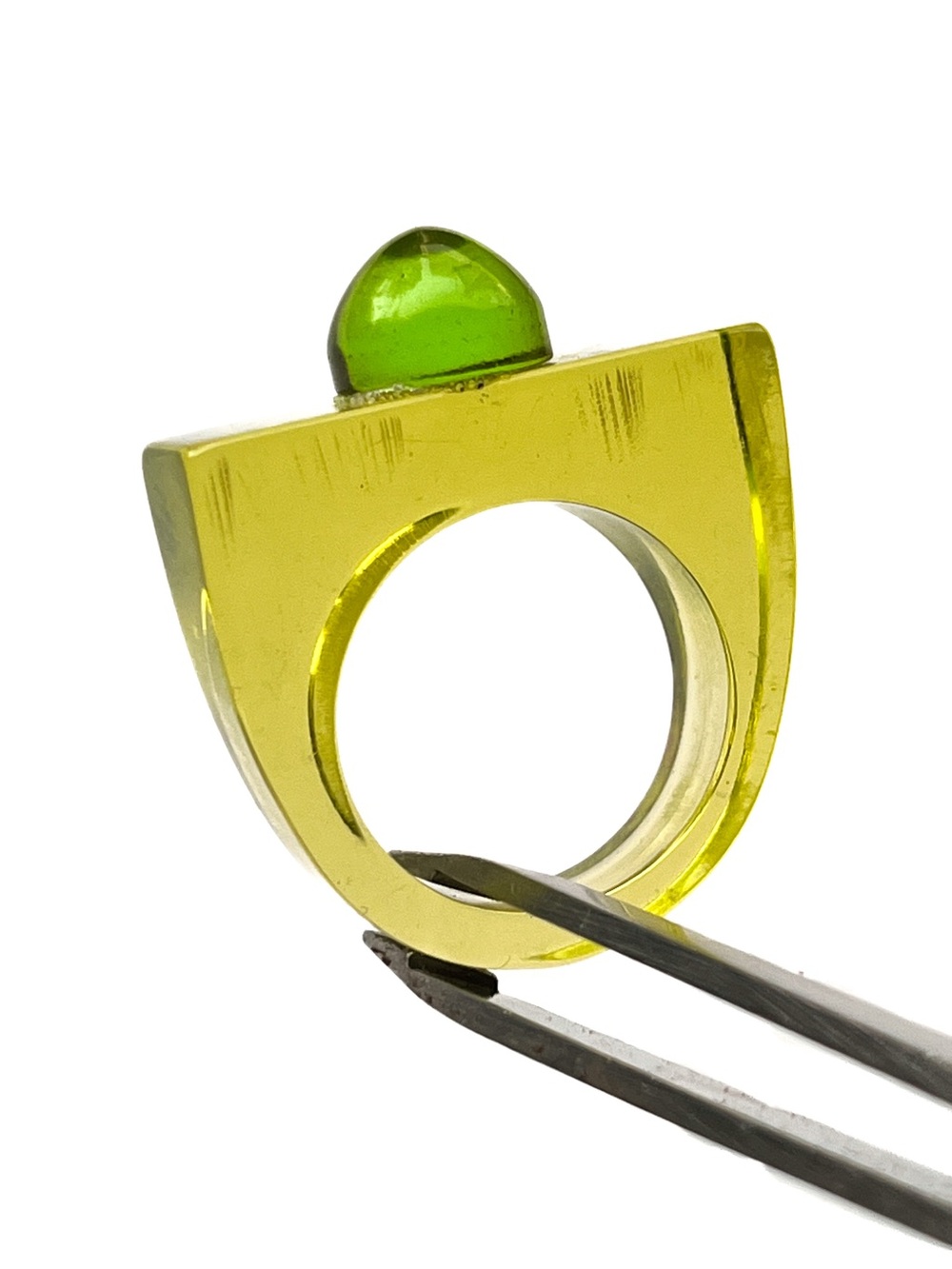 Vintage Lucite Dome Ring Chartreuse Kiwi